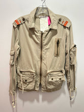Load image into Gallery viewer, Da-Nang Beige Cotton bomber style Zippers longsleeve Jacket, Gently Worn, Size M/L
