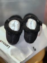 Load image into Gallery viewer, Larroude Black Suede W/sherpa detail mary jane Flats Shoe W/Box, Size 9.5
