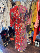 Load image into Gallery viewer, FARM Rio Purple &amp; Red Viscose floral &amp; doodles wrap dress Dress, Size L
