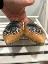 Load image into Gallery viewer, Pretty Ballerinas Tan Suede Size 41 Pointed Toe feather detail Shoe

