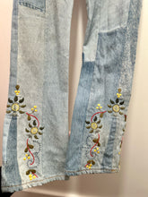 Load image into Gallery viewer, Adriano Goldschmeid blue &amp; multi-color Cotton colorblock Floral Embroidery Jeans, Size 27
