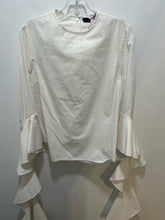 Load image into Gallery viewer, Ellery White swirled sleeve Cropped dramatic Top
