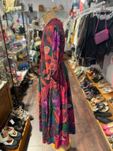 Load image into Gallery viewer, FARM Rio Red &amp; Green Cotton Flowers puff shoulders Dress, Size S
