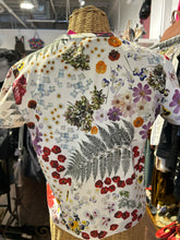 Load image into Gallery viewer, Dauphinette white and multi recycled poly &amp; polyurethane Floral Short sleeve Top, Size M

