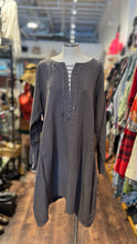 Load image into Gallery viewer, J. Morgan Puett Grey Silk &amp; Linen lace front Longsleeve Dress

