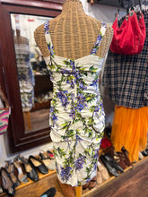 Load image into Gallery viewer, Dolce &amp; Gabbana White &amp; Purple Silk Floral ruched Dress, Size 44
