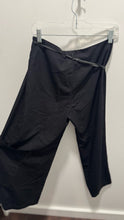 Load image into Gallery viewer, Cop Copine Black Poly wide leg asymmetrical  layering strap accent Pant, Size 36
