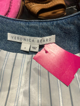 Load image into Gallery viewer, Veronica Beard Blue Cotton Denim Woven shoulder pads Jacket, Size 4
