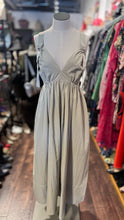 Load image into Gallery viewer, St. Agni cement polyamide Plunge Front Harness straps Maxi Dress, Size S

