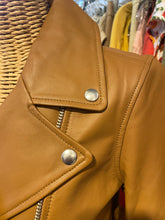 Load image into Gallery viewer, Paige almond Leather motorcycle style Metal Hardware Jacket, Size Small
