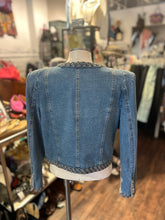 Load image into Gallery viewer, Veronica Beard Blue Cotton Denim Woven shoulder pads Jacket, Size 4
