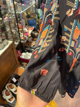 Load image into Gallery viewer, Biya Johnny Was black &amp; multi Cupra Rayon embroidered Longsleeve Tunic, Size S
