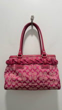 Load image into Gallery viewer, Coach Pink Leather &amp; Canvas Logo Size Medium shoulder bag Purse
