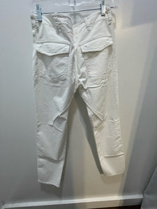 Nili Lotan White Cotton Cropped tapered Pant, Size 4