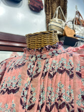 Load image into Gallery viewer, oliphant pink &amp; purple Cotton pintucked Ruffle short sleeve Top

