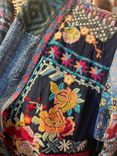 Load image into Gallery viewer, Johnny Was green multi 100% silk Boho Flowy Layering Top, Size S
