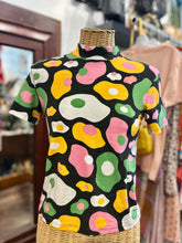 Load image into Gallery viewer, nooworks multi color Cotton Blend Abstract Mock Collar short sleeve Top

