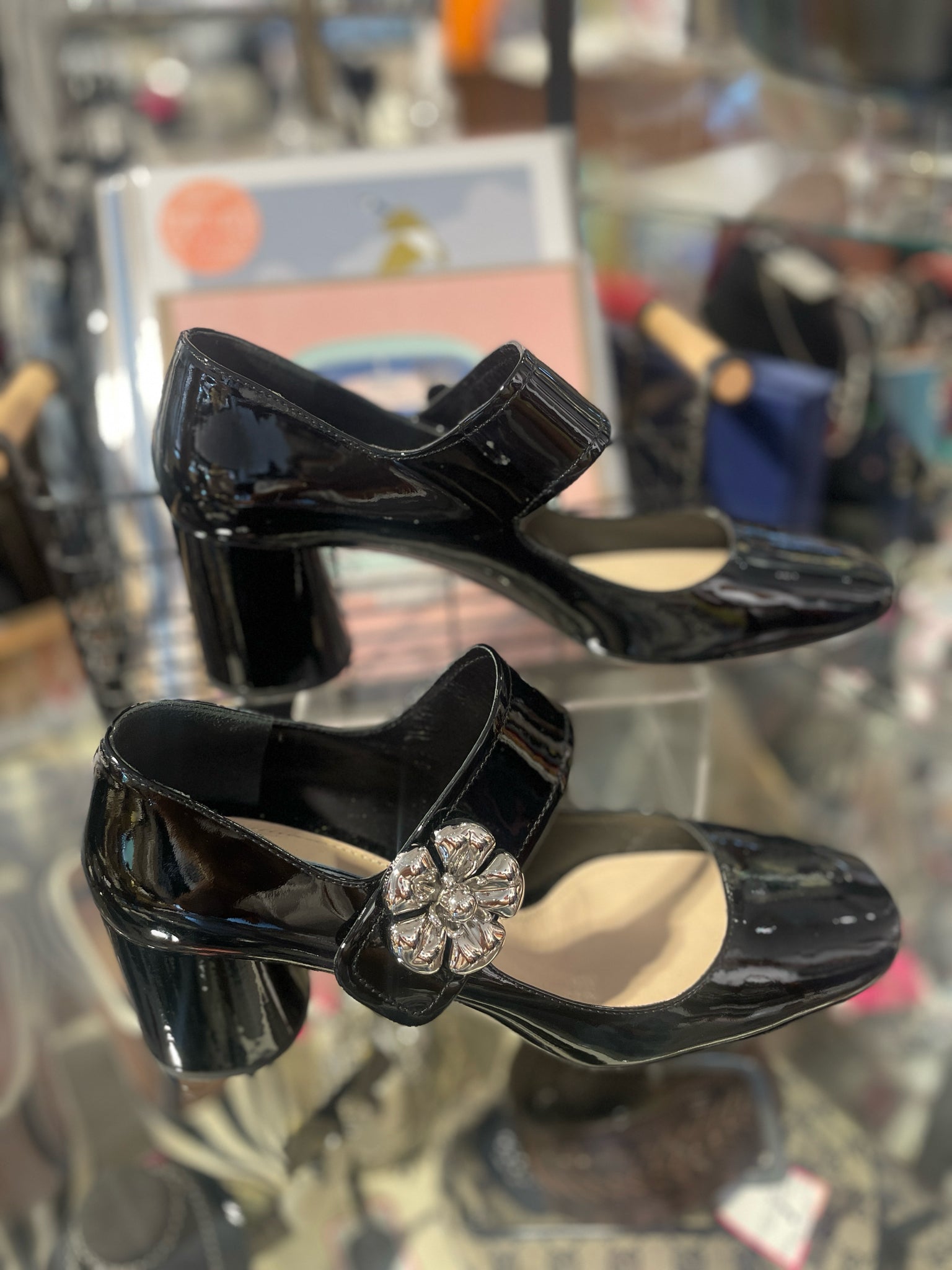 Prada Black Patent Leather heel w/ duster, Size 41