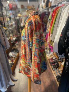 Johnny Was multicolor Fleece abstract floral Sherpa Zip Up Jacket, Reversilbe, Size 1X