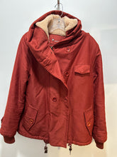 Load image into Gallery viewer, Sessun Brick Red Cotton Blend Sherpa Lined hooded Jacket, Size M
