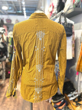 Load image into Gallery viewer, 3J Workshop Mustard Cotton embrodiered collared button down Top
