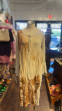 Load image into Gallery viewer, MJ Watson Beige &amp; tan cotton &amp; steel water color Long sleeve Tie Detail Dress
