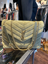 Load image into Gallery viewer, YSL Green Suede Quilted Size Medium Gold Hardware Purse, Duster Incl.
