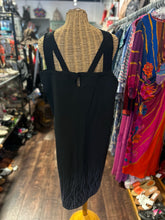 Load image into Gallery viewer, Zero + M Cornejo Black Cotton Blend blue stitching multistrap Dress
