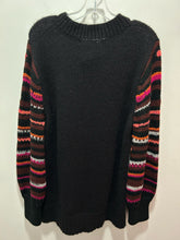 Load image into Gallery viewer, Johnny Was Black alpaca blend colorful sleeves Sweater, Size L
