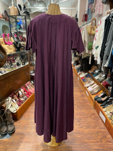 Gasa Burgandy Cotton & Silk Shirt Maxi Dress, Size M/L