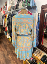 Load image into Gallery viewer, Spell &amp; The Gypsy Blue &amp; peach Viscose Floral Tassel Tie Dress
