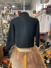 Load image into Gallery viewer, Pierre Morell Black &amp; Brown Wool fur trim Vintage Blazer, Size 38
