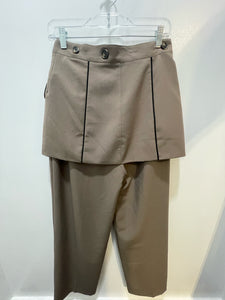 Simonett Taupe & black Blend Skirt overlay straight leg Pant, Size M