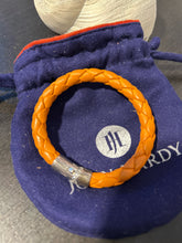 Load image into Gallery viewer, John Hardy Gently Worn orange &amp; silver Leather Bracelet with duster
