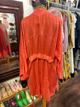 Load image into Gallery viewer, Lunya bright salmon Silk Tie Waist open front Top
