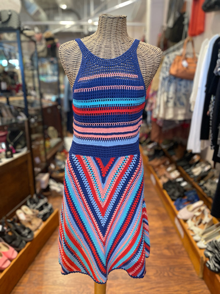 Parker Blue, Pink, Red Crochet Nwt! Dress, Size L