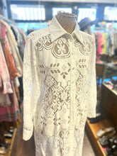 Load image into Gallery viewer, Alessandro Enriquez White Cotton Blend lace duster Top
