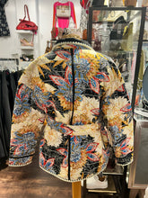 Load image into Gallery viewer, Avec Les Filles black, multicolor Cotton Blend quilt pattern Coat, Size M
