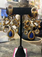 Load image into Gallery viewer, Iradj Moini Blue &amp; Honey lapis &amp; citrine Earrings, Gently Worn
