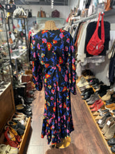Load image into Gallery viewer, Diane Von Furstenberg black, blue &amp; pink Viscose blend Floral Maxi Dress, Size 10
