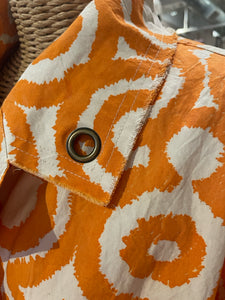 AndAndrea Orange & White Cotton Swirl Jacket, Size M/L