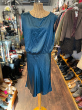 Load image into Gallery viewer, Nili Lotan Teal Silk raw cut midi Sleeveless Dress, Size M gently worn
