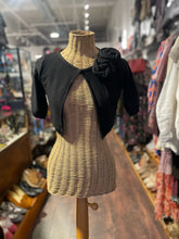 Load image into Gallery viewer, Moschino Cheap&amp;Chic Black Wool flower Cropped cardigan Sweater, Size S
