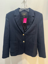 Load image into Gallery viewer, Maje Navy Poly Ribbed gold button detail Blazer
