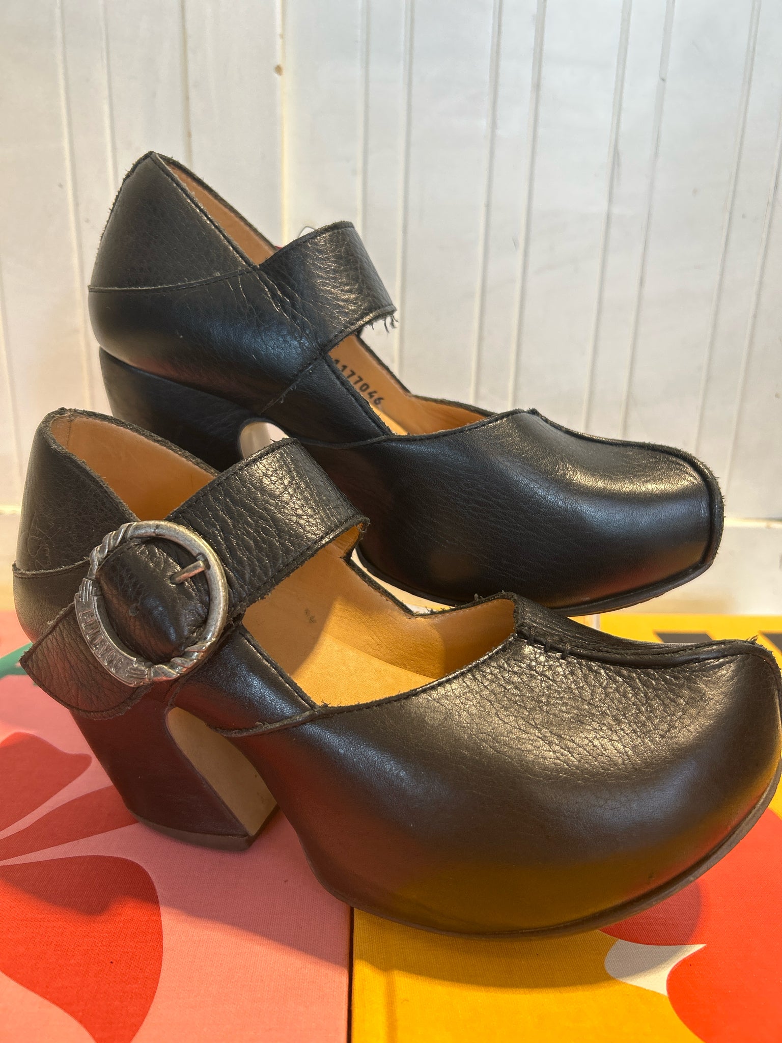 Fluevog Black Leather buckle Shoe, Size 7