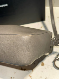 YSL Gray Leather Camera Crossbody Purse, Box & Cards included