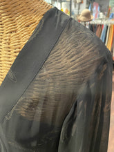 Load image into Gallery viewer, The Kooples Black Viscose Paisley v neck sheer Dress, Size 3=L
