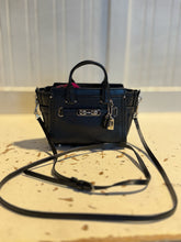 Load image into Gallery viewer, Coach Black &amp; silver Leather Mini crossbody Purse
