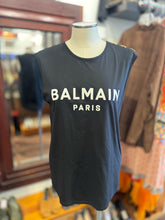 Load image into Gallery viewer, Balmain Black &amp; White Cotton Logo gold buttons Top
