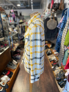 Isabel Etoile Marant Yellow & Beige Wool Plaid Wooden button Jacket, Size S/M